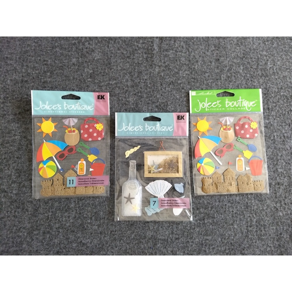 Jolee's Boutique Scrapbooking Dimensional Stickers‎ Beach & Shore Lot of 3 NEW